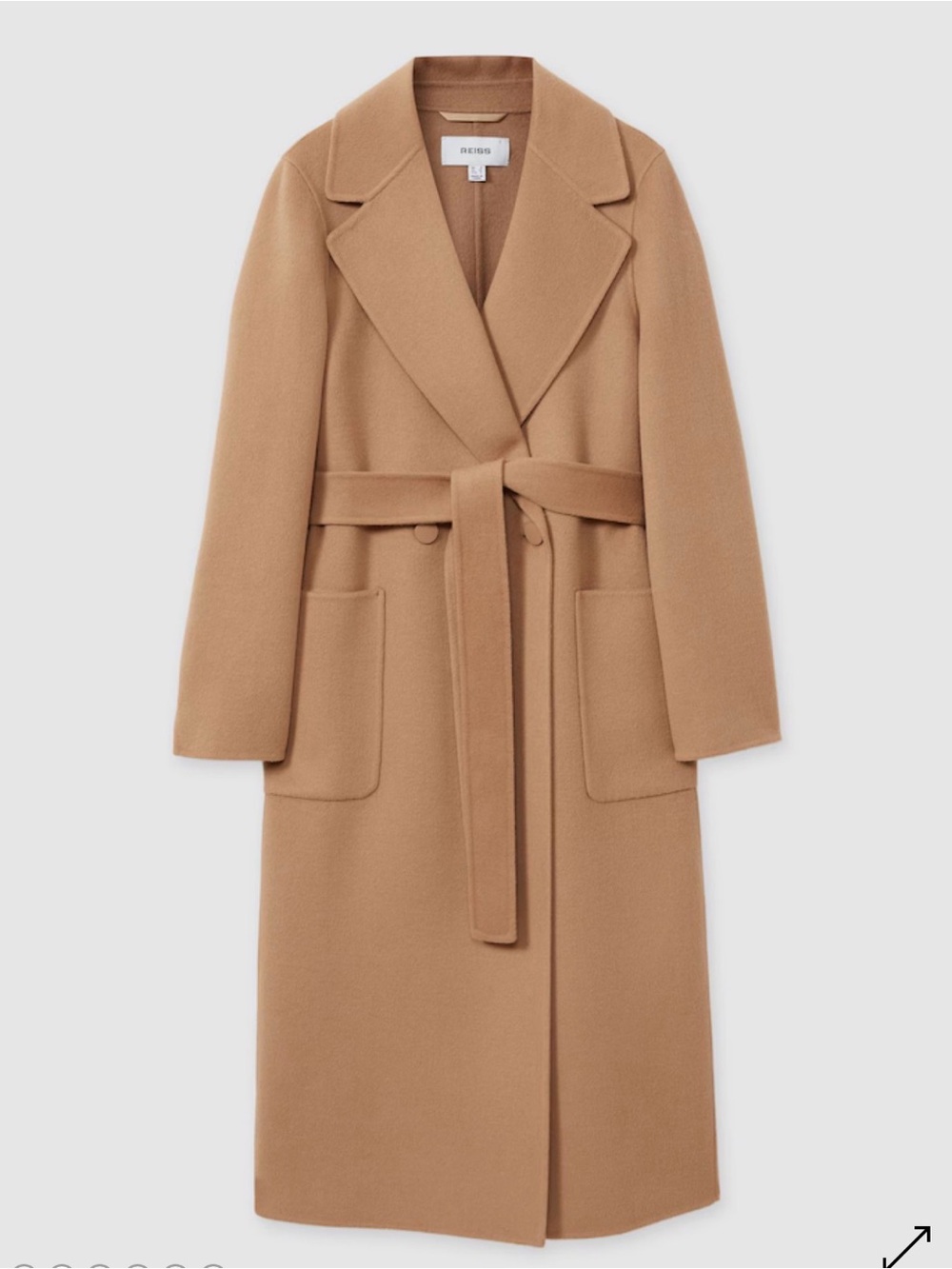 Reiss Lucia
Wool Blend Double Breasted Blindseam Coat in Light Camel - Picture 5 of 14